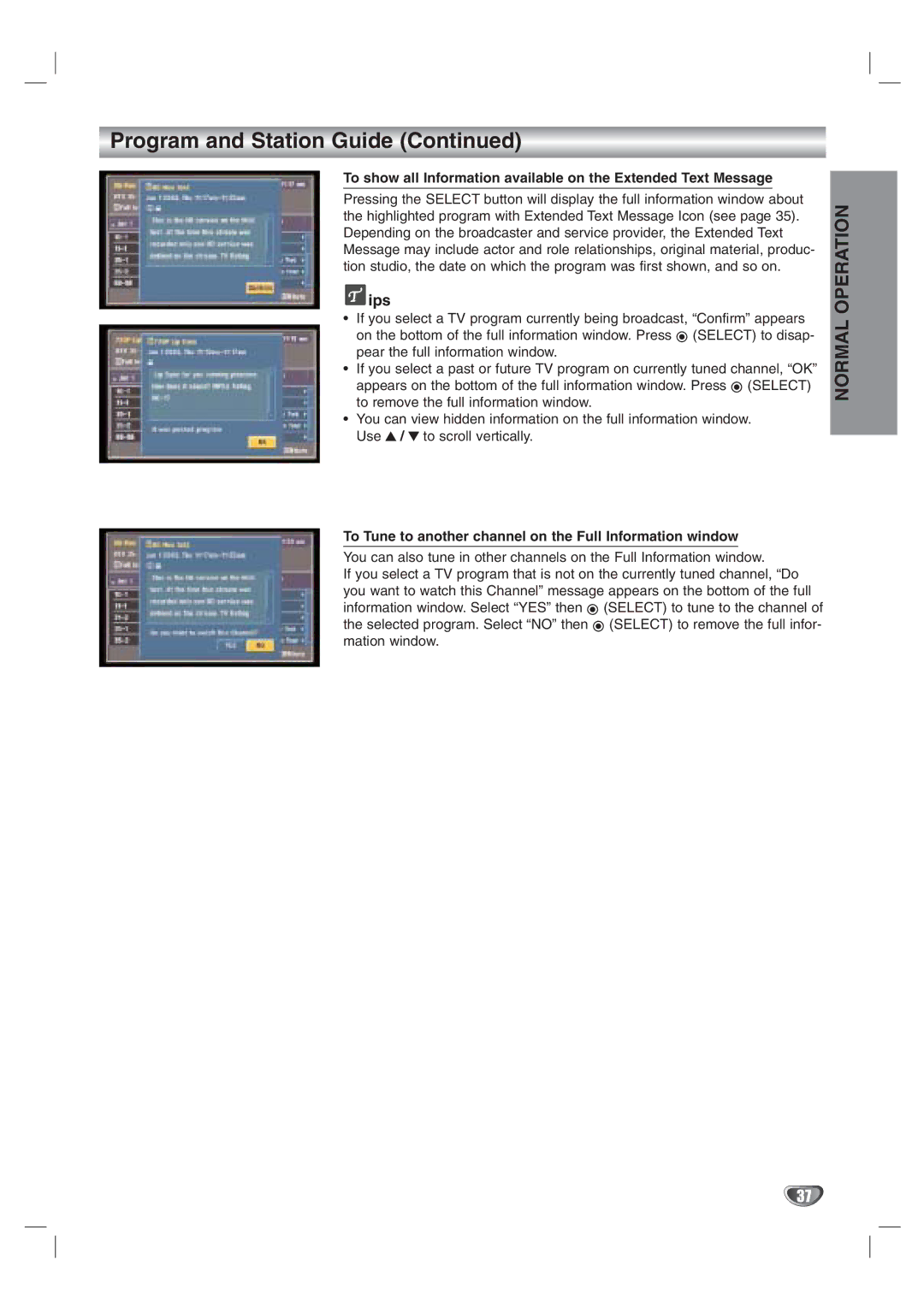 LG Electronics LST-3100A owner manual Ips, To Tune to another channel on the Full Information window 