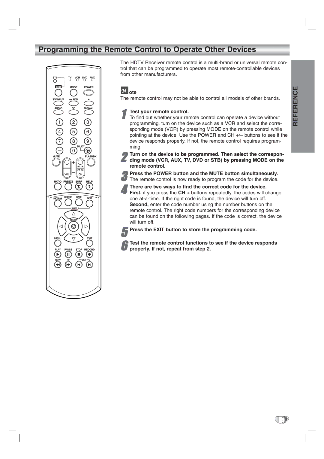 LG Electronics LST-3100A owner manual Programming the Remote Control to Operate Other Devices 