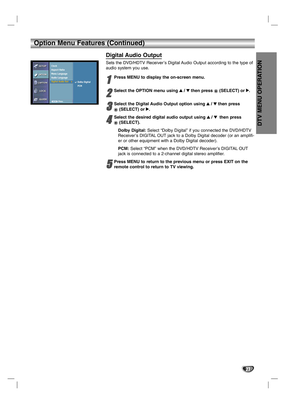 LG Electronics LST-3510A owner manual Digital Audio Output 