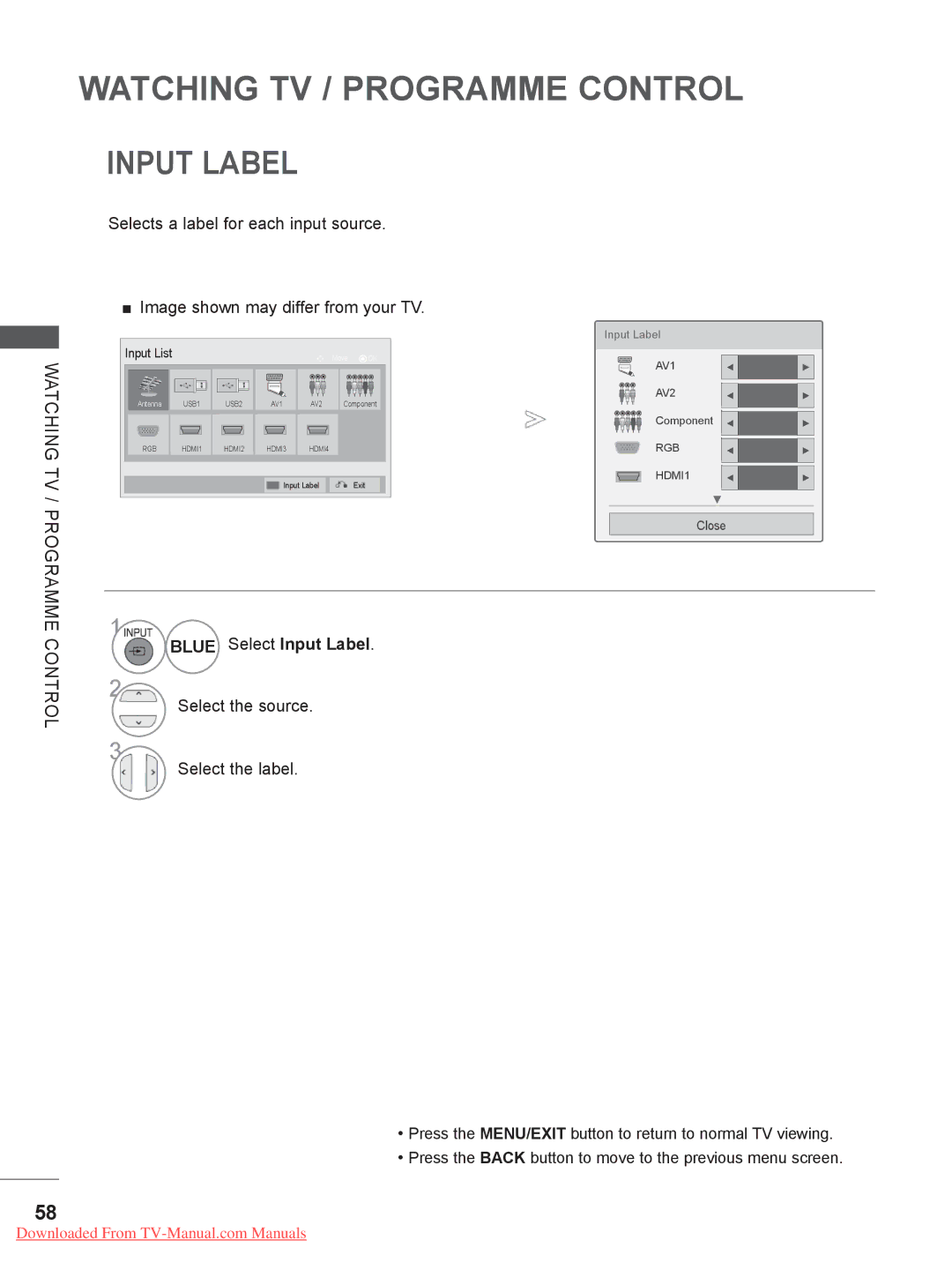 LG Electronics 55LD6***, LSW200BX, LSW400BG, LSW200BG Blue Select Input Label, Select the source Select the label 