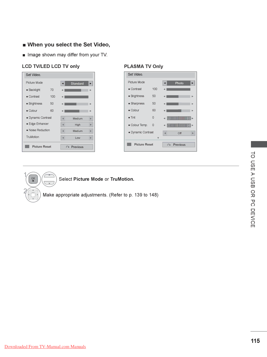 LG Electronics LSW200BG, LSW400BG, LSW200BXG, PSW400BG, PSW600BG, LSW100BG 115, When you select the Set Video 