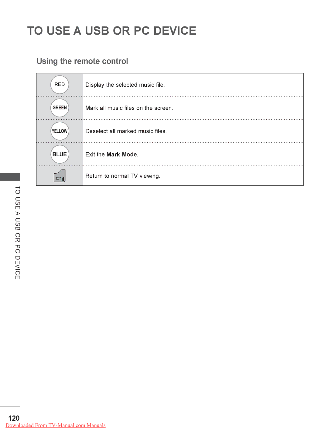 LG Electronics PSW400B, LSW200BX, LSW400BG 120, Display the selected music file, Mark all music files on the screen 