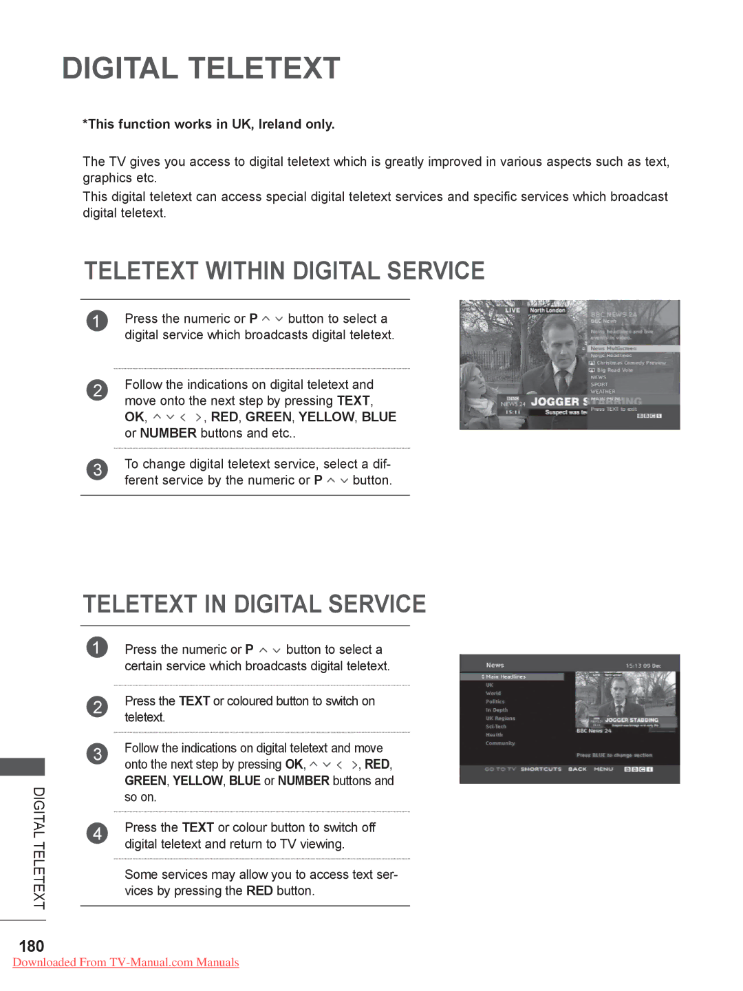 LG Electronics 37/42/47LD6***, LSW400B Teletext Within Digital Service, Teletext in Digital Service, 180, Digital Teletext 