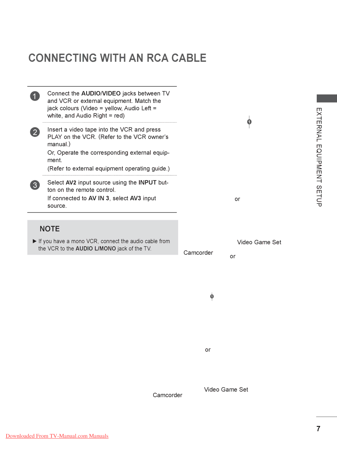 LG Electronics 32LD4***, LSW400BG, LSW200BG, LSW200BXG, PSW600B, PSW400BG Connecting with AN RCA Cable, Video Game Set 