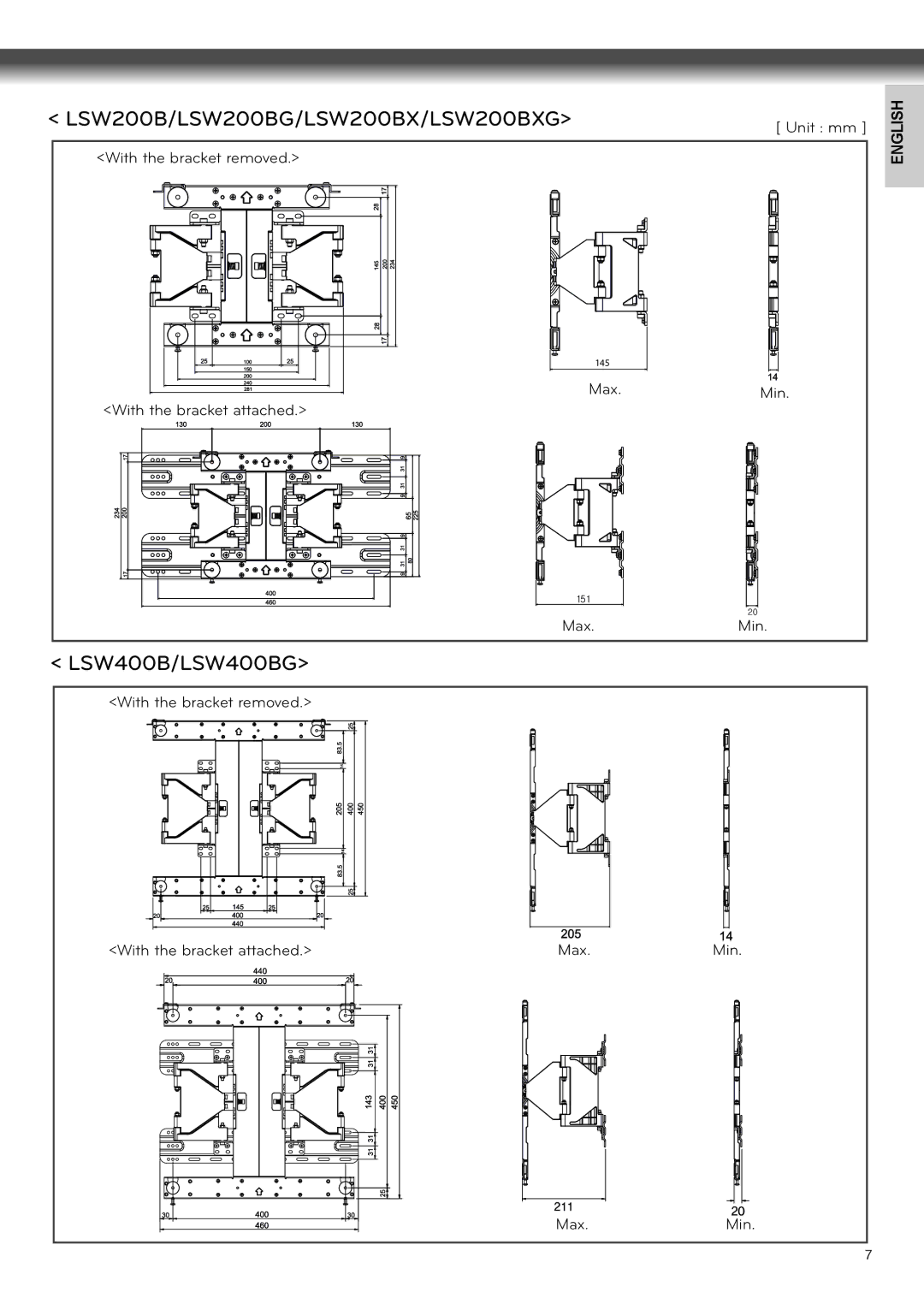 LG Electronics owner manual LSW200B/LSW200BG/LSW200BX/LSW200BXG, LSW400B/LSW400BG 