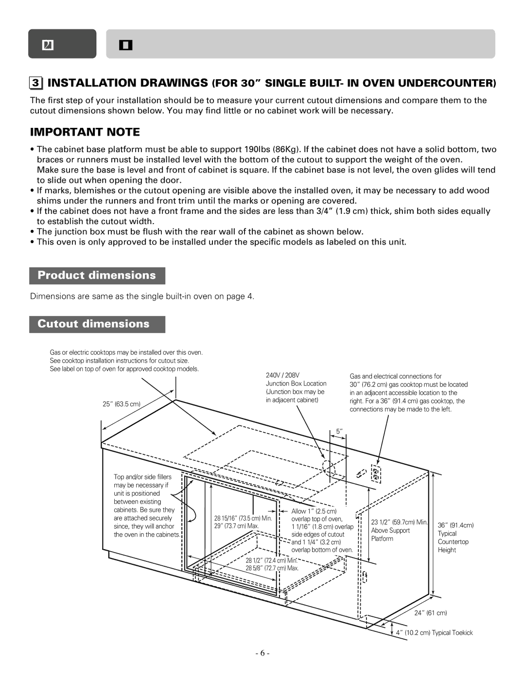 LG Electronics LSWS305ST, LSWD305ST installation manual Dimensions are same as the single built-in oven on 