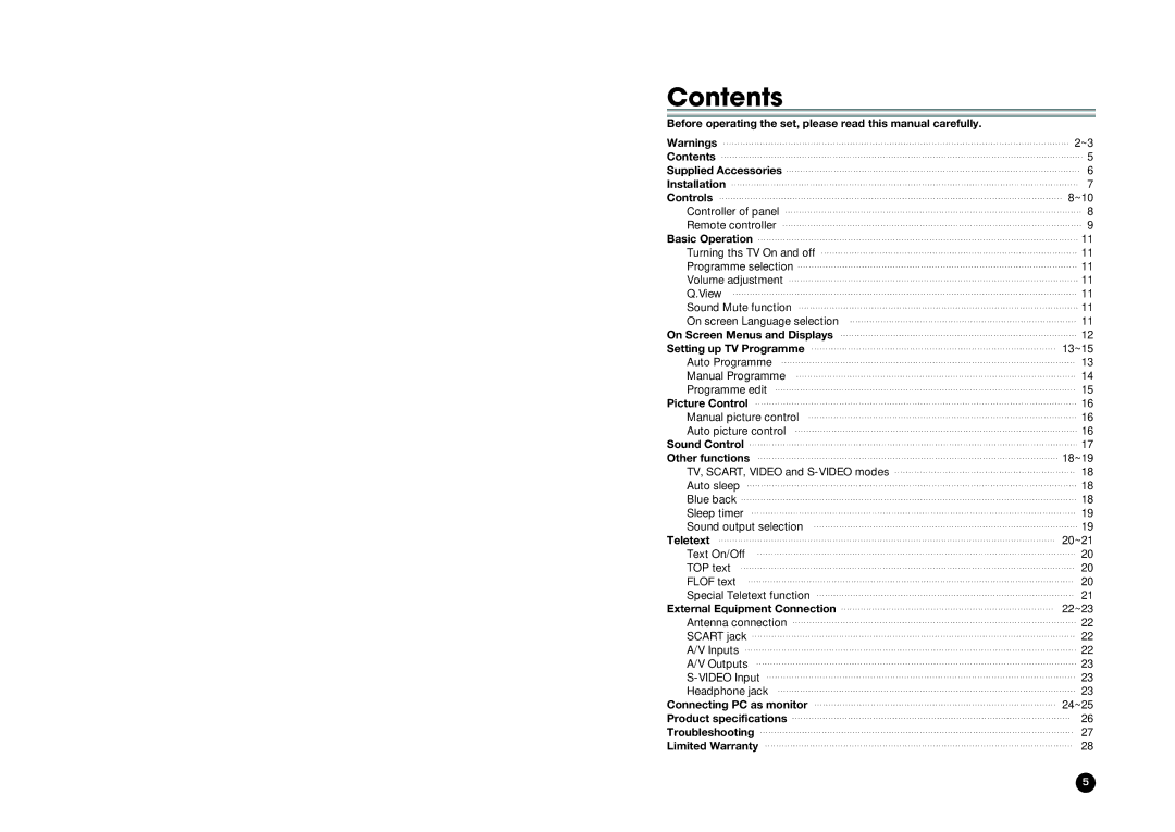 LG Electronics LT-20AEP owner manual Contents 