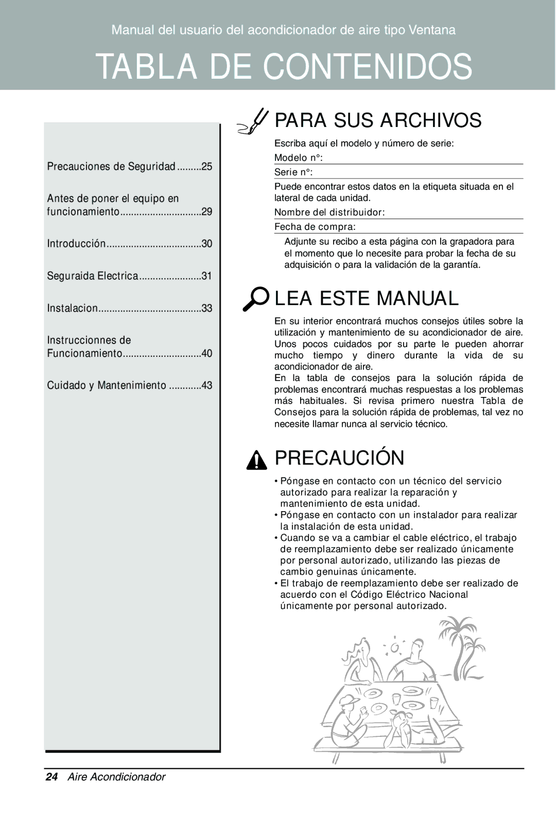 LG Electronics LT1430CR owner manual Escriba aquí el modelo y número de serie, Modelo n Serie n 