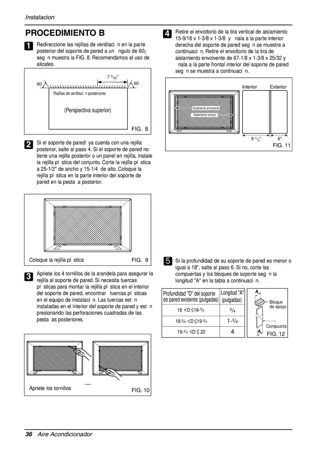 LG Electronics LT1430CR Procedimiento B, Perspectiva superior, Coloque la rejilla plástica, Apriete los tornillos 