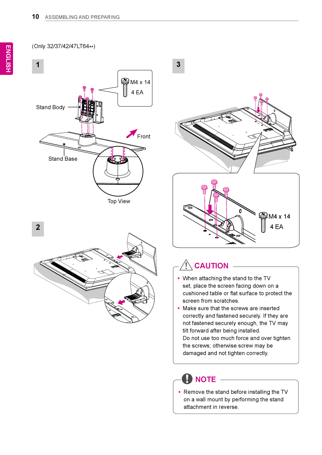 LG Electronics LT64 owner manual M4 x 