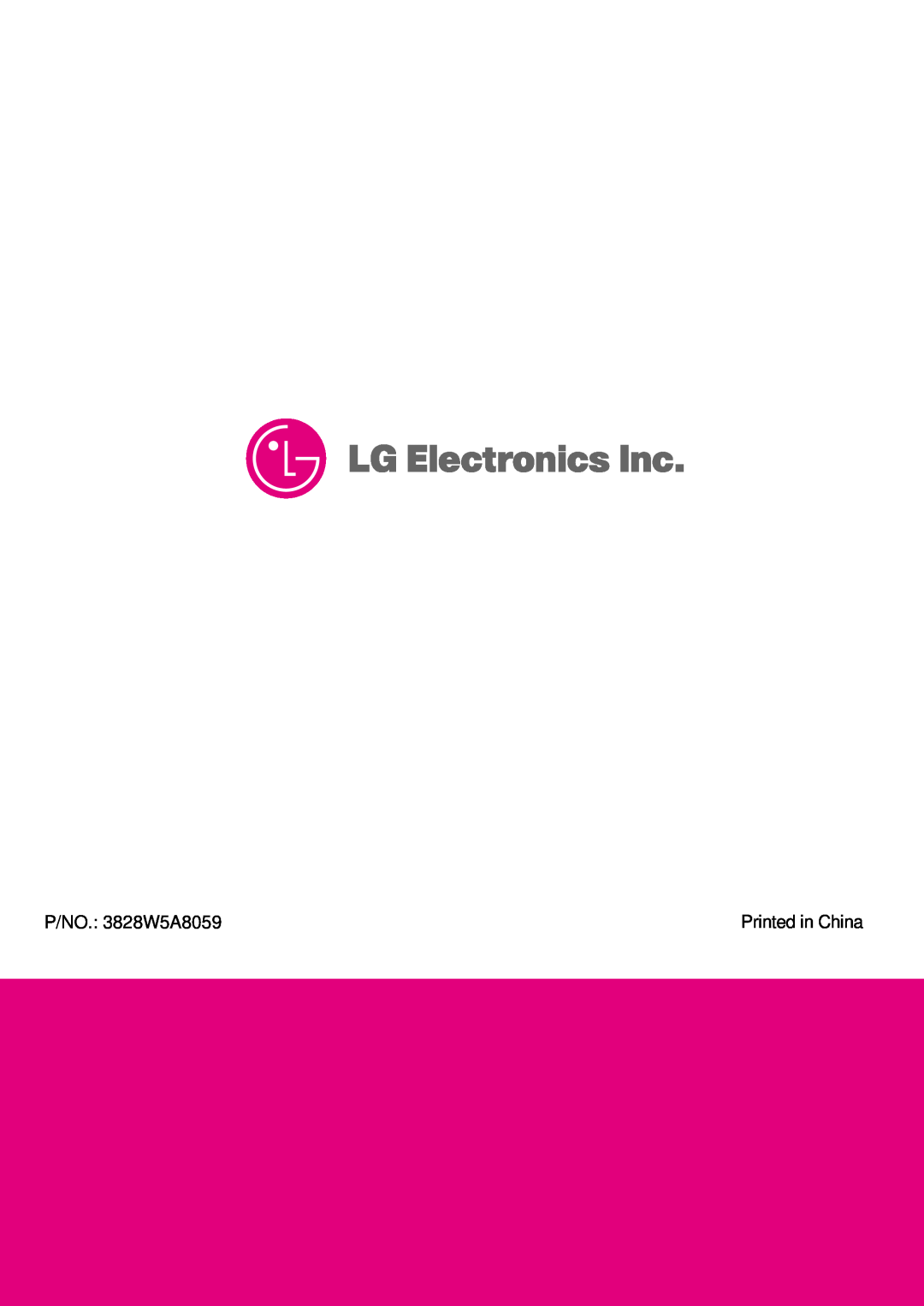 LG Electronics LTRM1240ST, LTRM1240SB, LTRM1240SW manual P/NO. 3828W5A8059 
