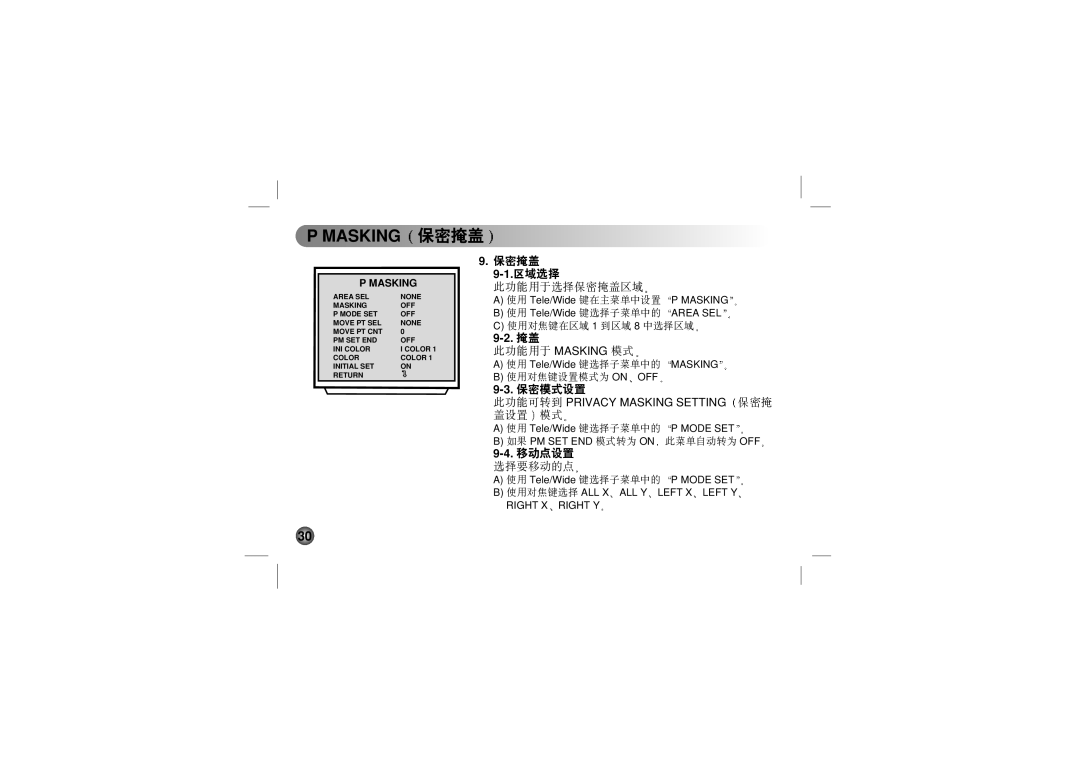 LG Electronics LVC-C513, LVC-C553, LVC-C533, LVC-C530, LVC-C510, LVC-C500, LVC-C503 manual Masking 