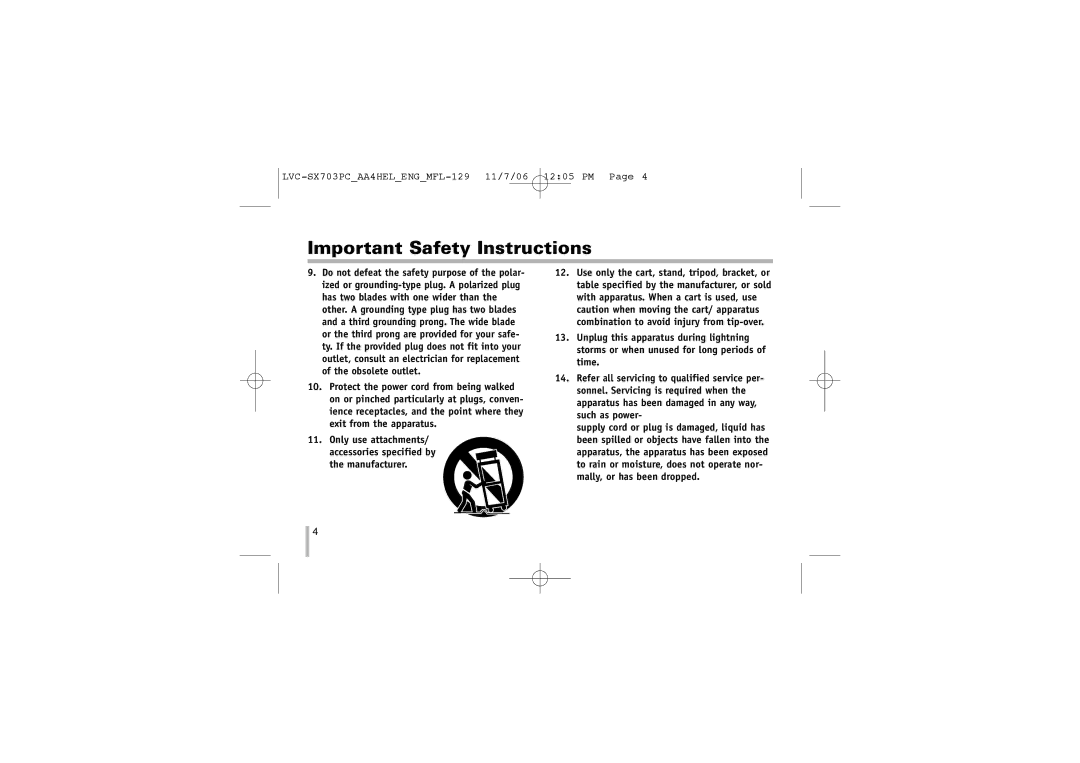 LG Electronics LVC-SX703PC/OC/MC, LVC-SX703PB/OB/MB instruction manual Manufacturer 