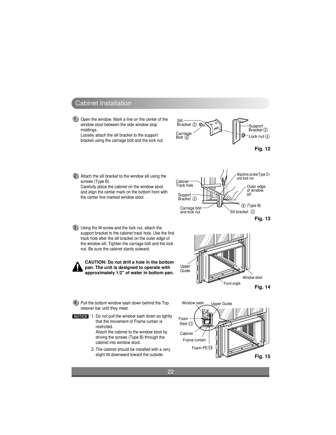 LG Electronics LW1004ER, LW1204ER, LW1404ER, LW1804ER owner manual Window stool between the side window stop 