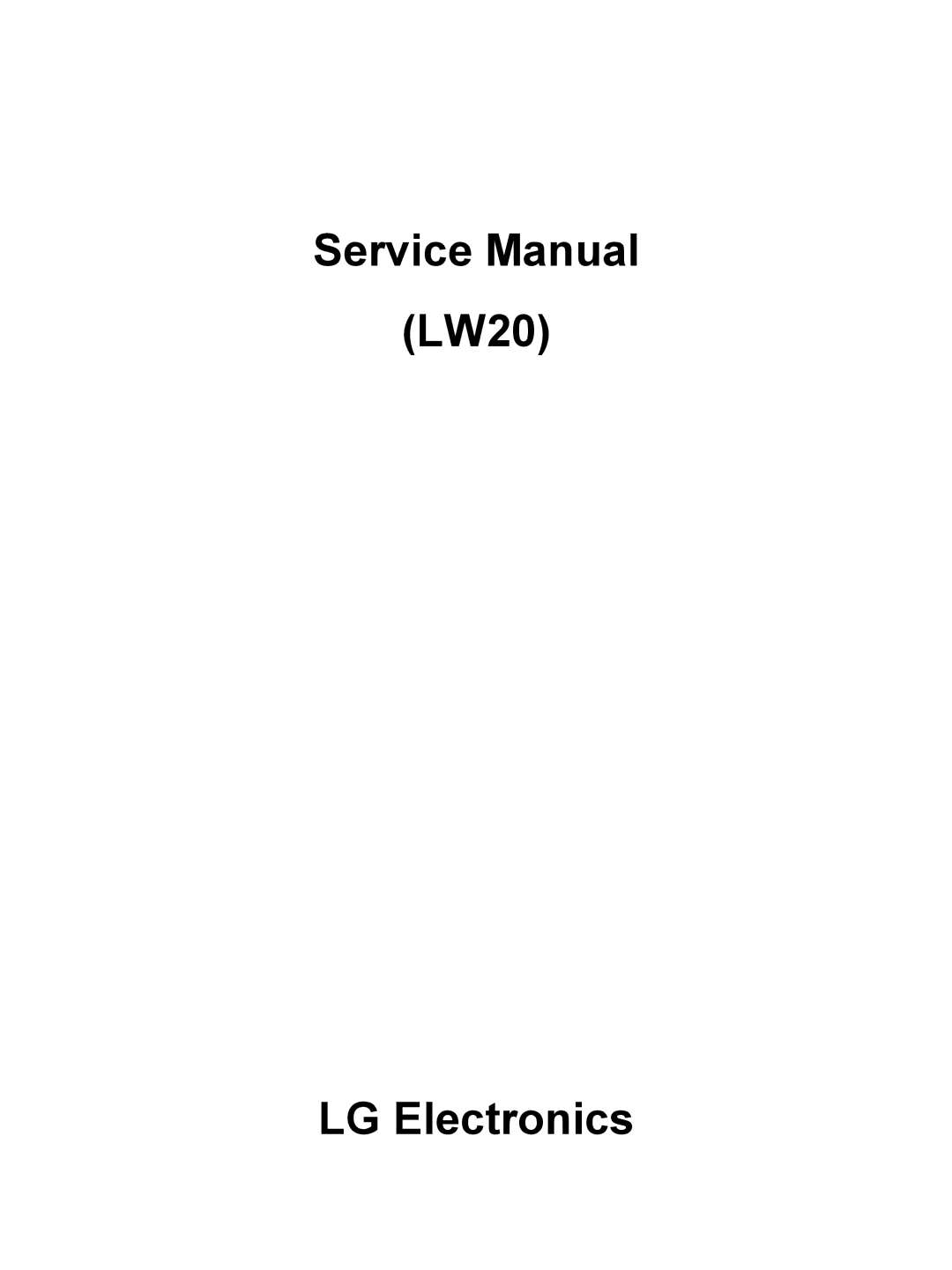 LG Electronics service manual LW20 LG Electronics 