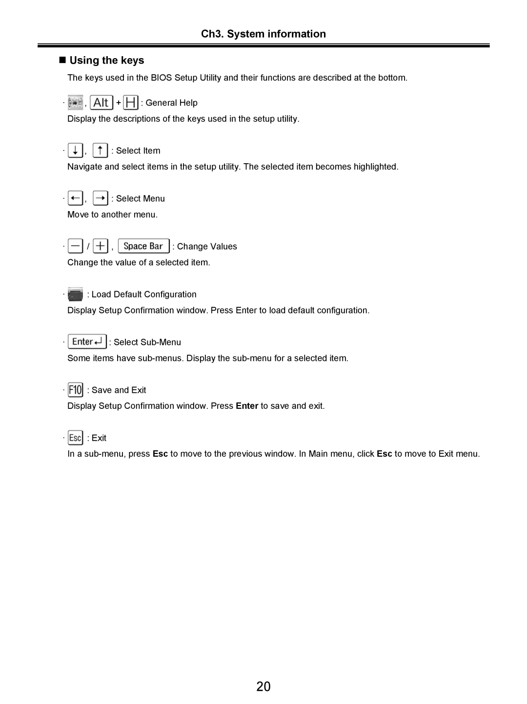 LG Electronics LW20 service manual Ch3. System information „ Using the keys 