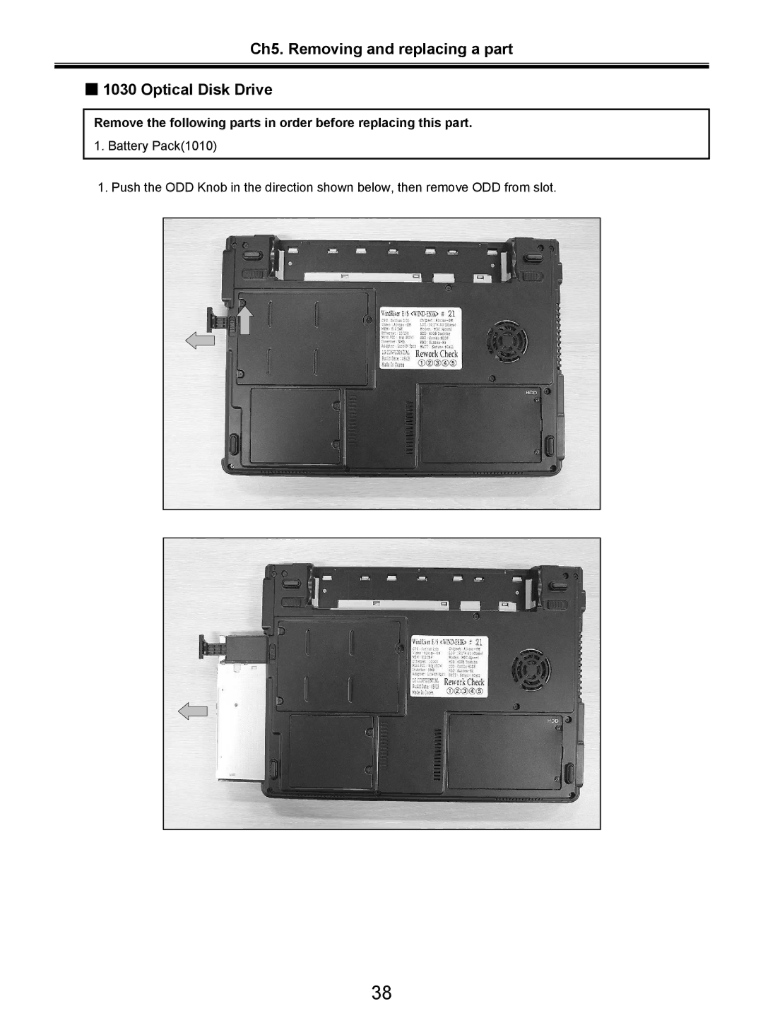 LG Electronics LW20 service manual Ch5. Removing and replacing a part Optical Disk Drive 