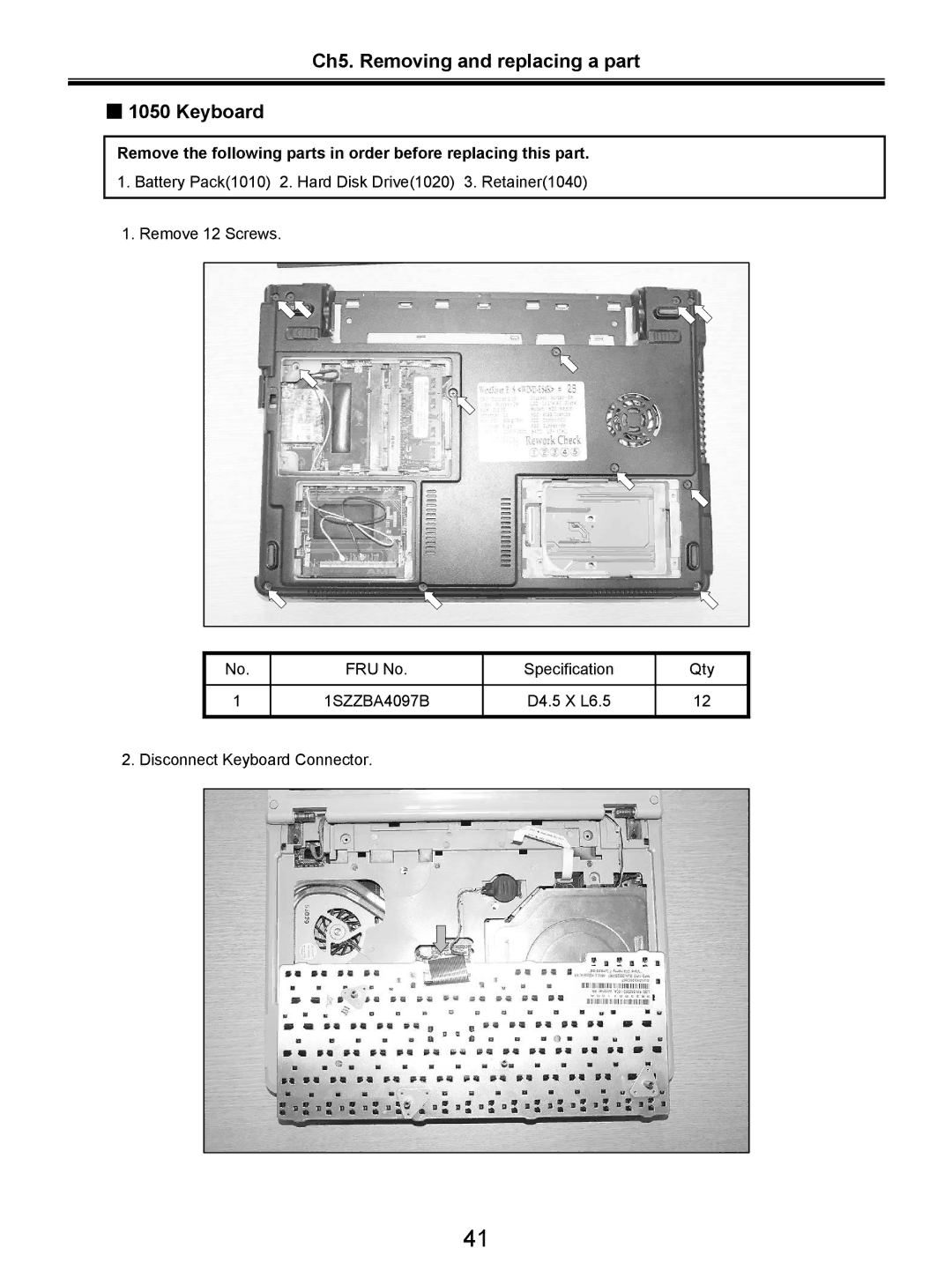 LG Electronics LW20 service manual Ch5. Removing and replacing a part Keyboard 