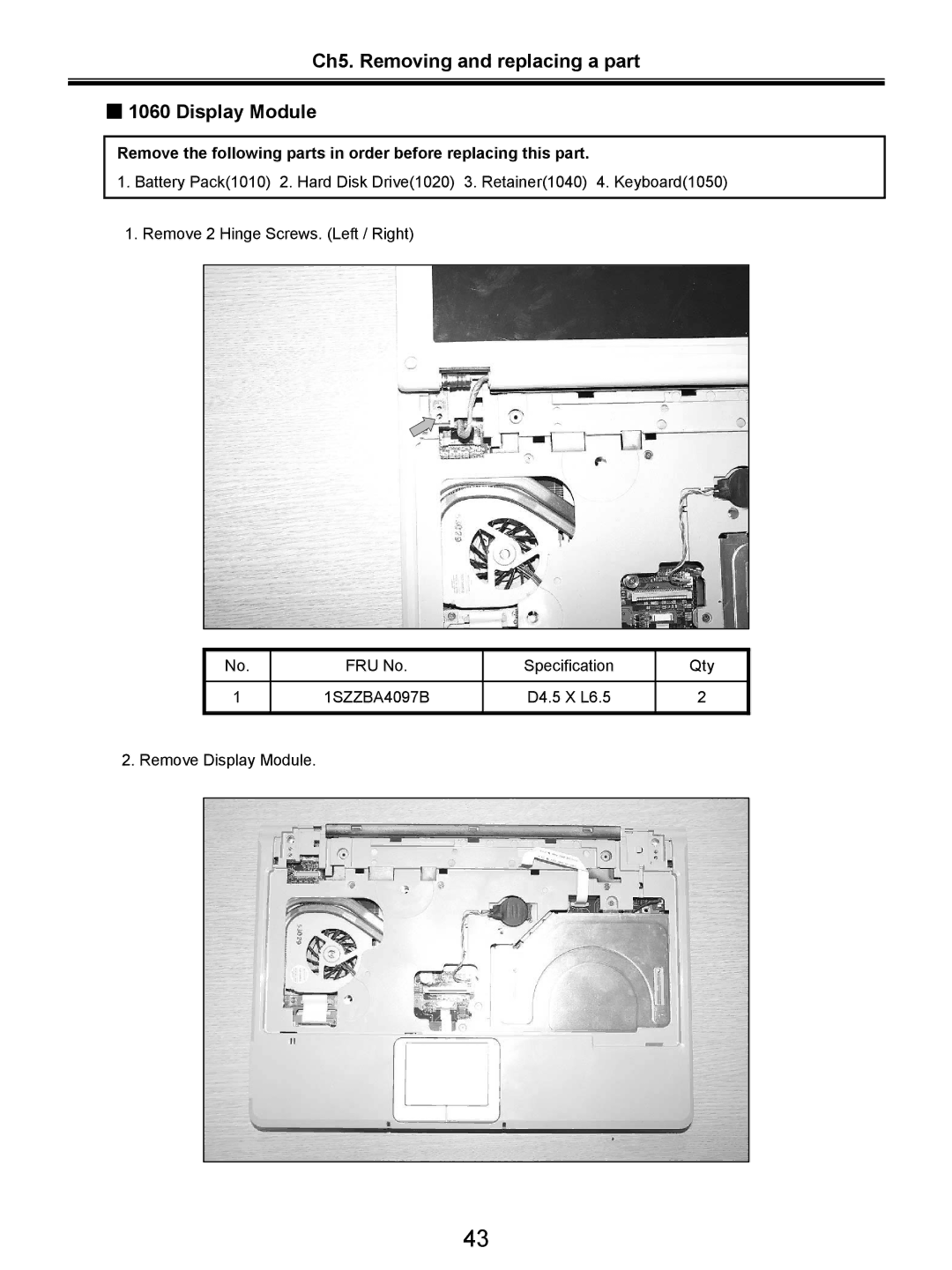 LG Electronics LW20 service manual Ch5. Removing and replacing a part Display Module 