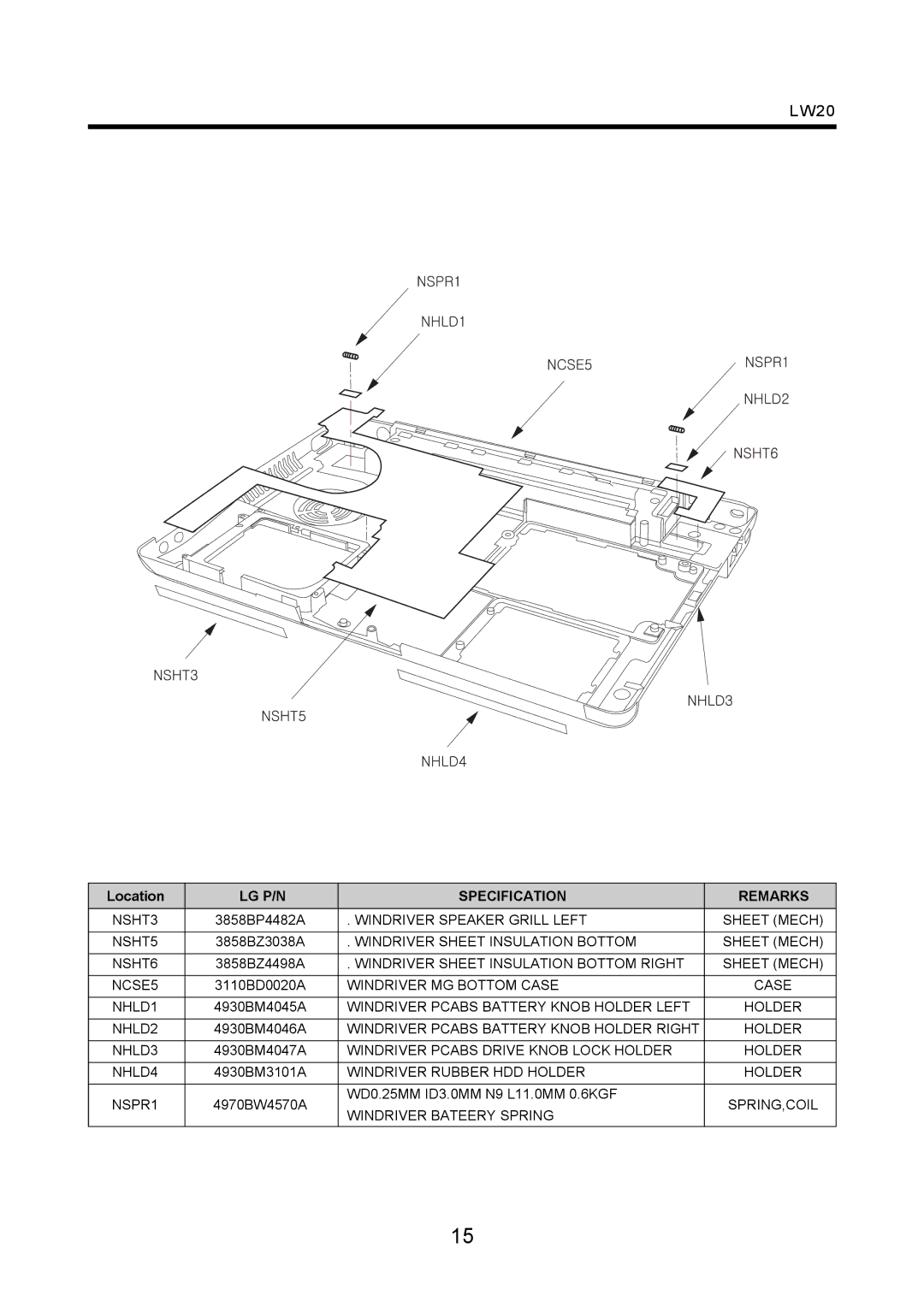 LG Electronics LW20 service manual NSHT3 