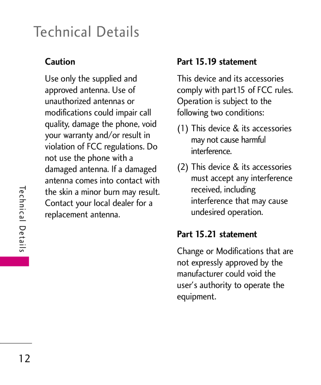 LG Electronics MMBB0352101, LW310KW manual Part 15.19 statement, Part 15.21 statement 