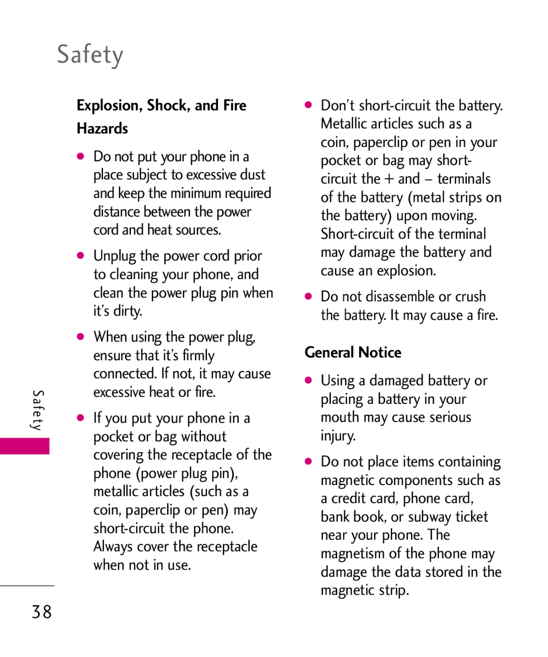 LG Electronics LW310KW, MMBB0352101 manual Explosion, Shock, and Fire Hazards, General Notice 