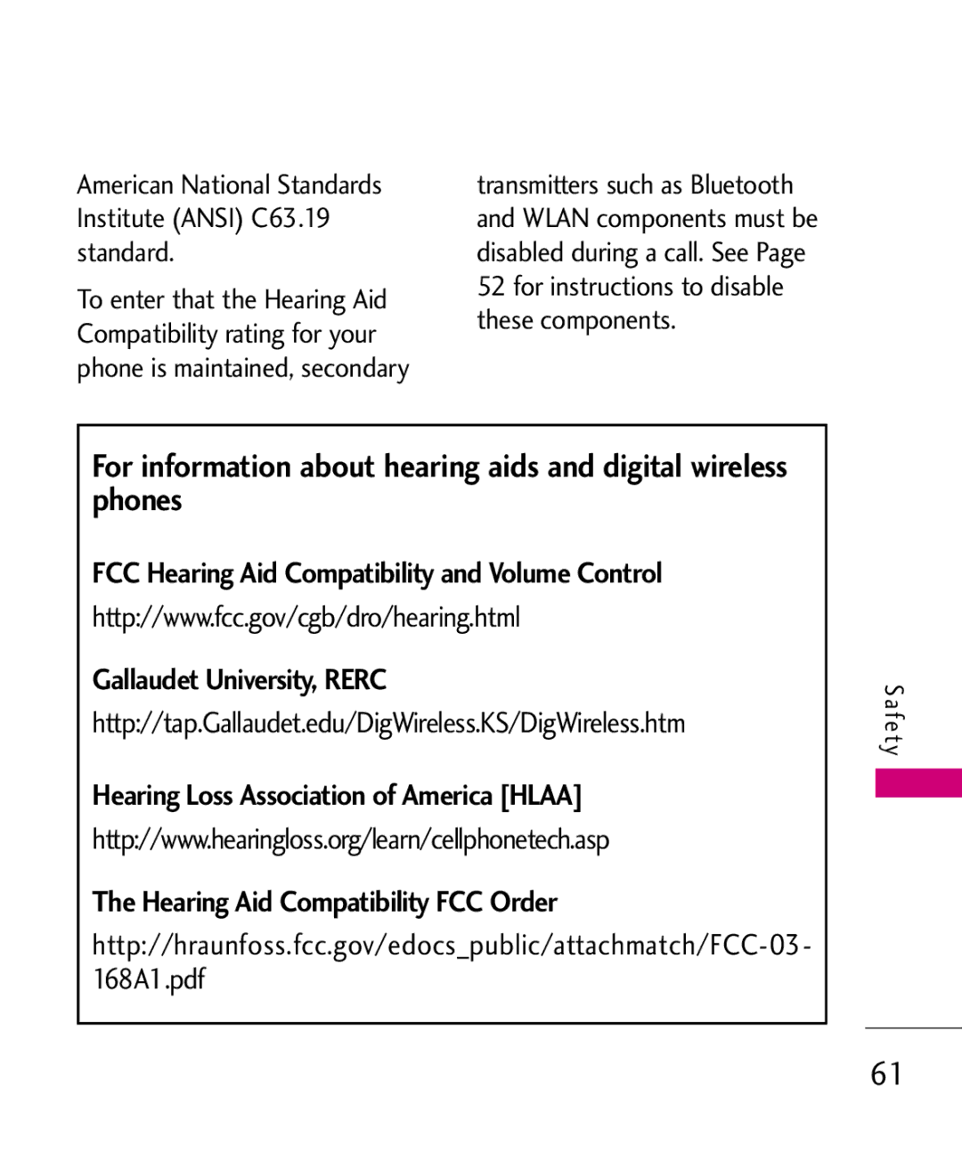 LG Electronics LW310KW, MMBB0352101 manual American National Standards Institute Ansi C63.19 standard 