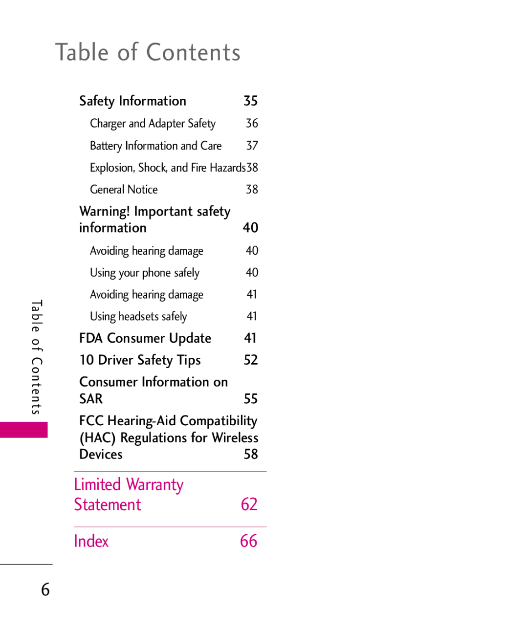 LG Electronics MMBB0352101, LW310KW manual Table of Contents 