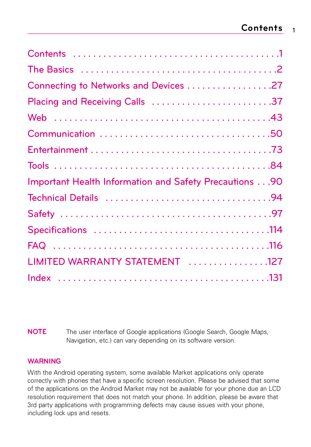 LG Electronics LW690 manual Contents 