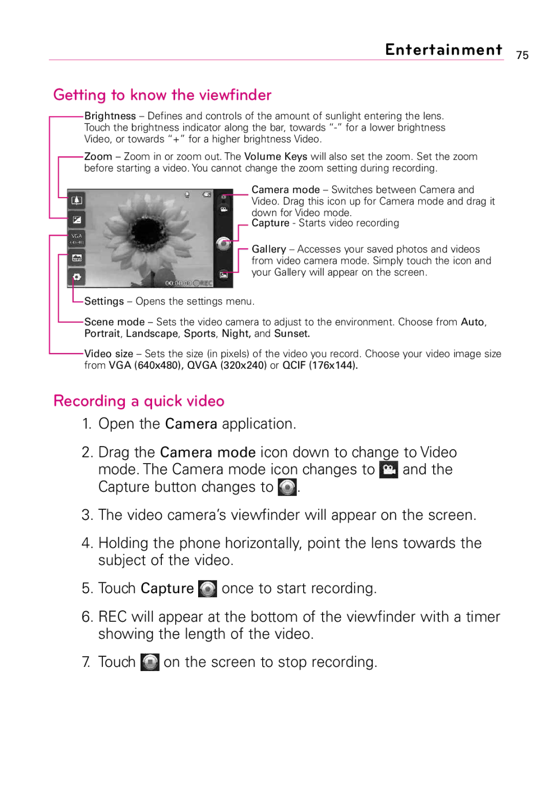 LG Electronics LW690 manual Recording a quick video 