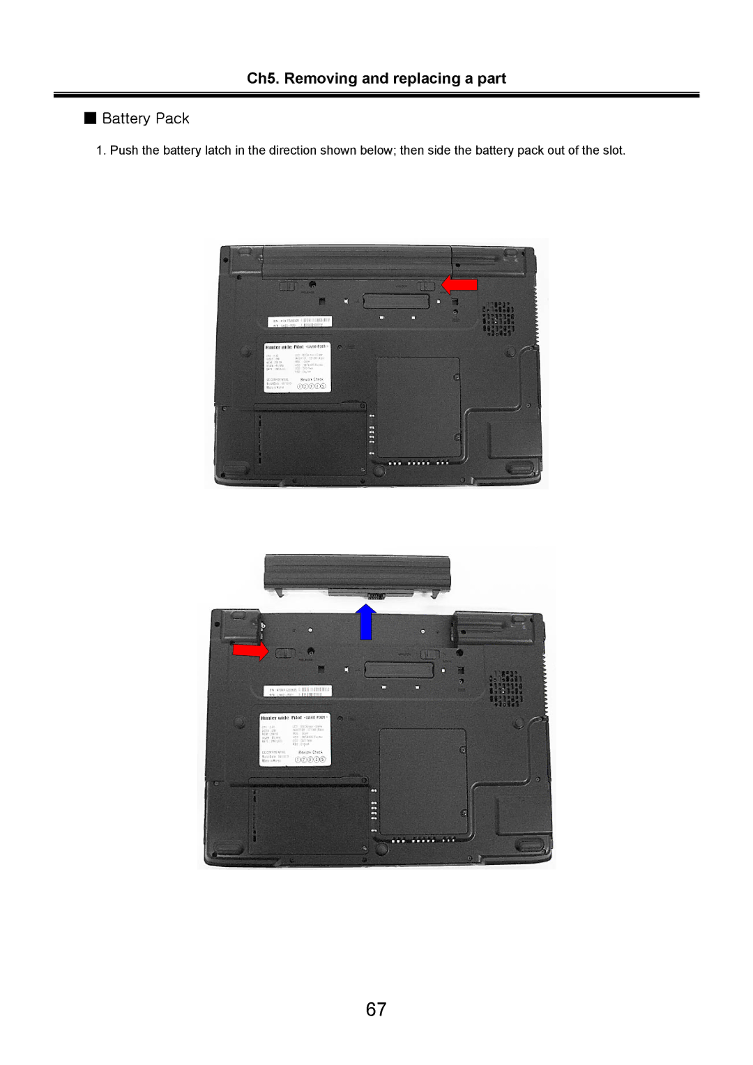 LG Electronics LW70, LW60 service manual Ch5. Removing and replacing a part Battery Pack 