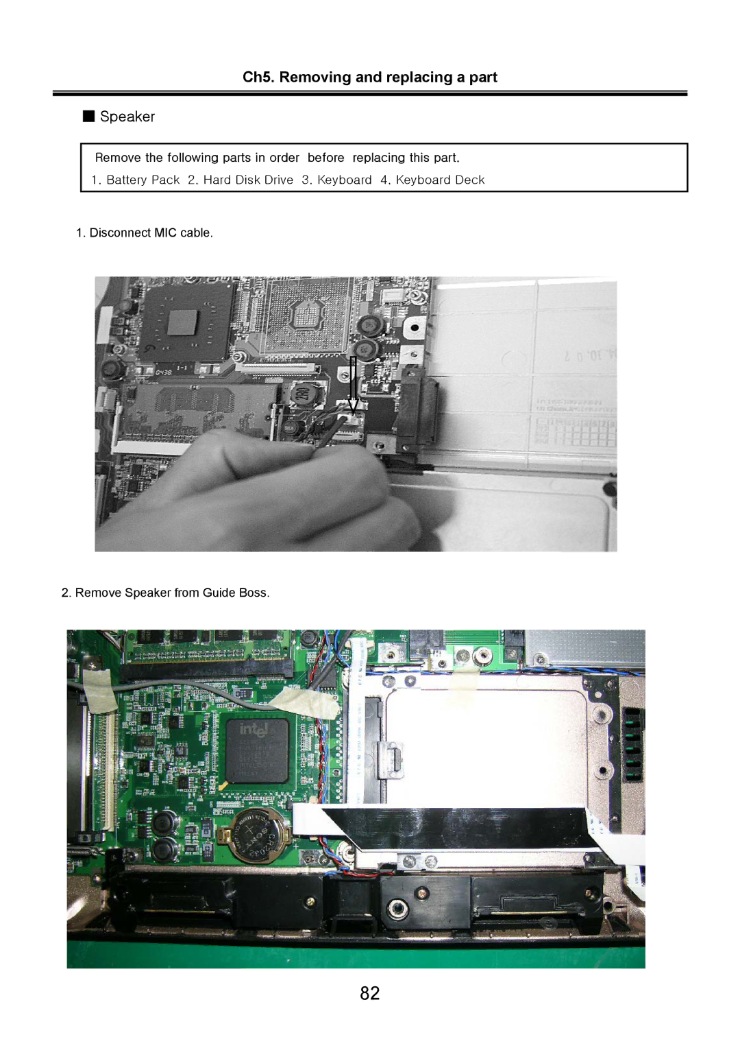 LG Electronics LW60, LW70 service manual Ch5. Removing and replacing a part Speaker 