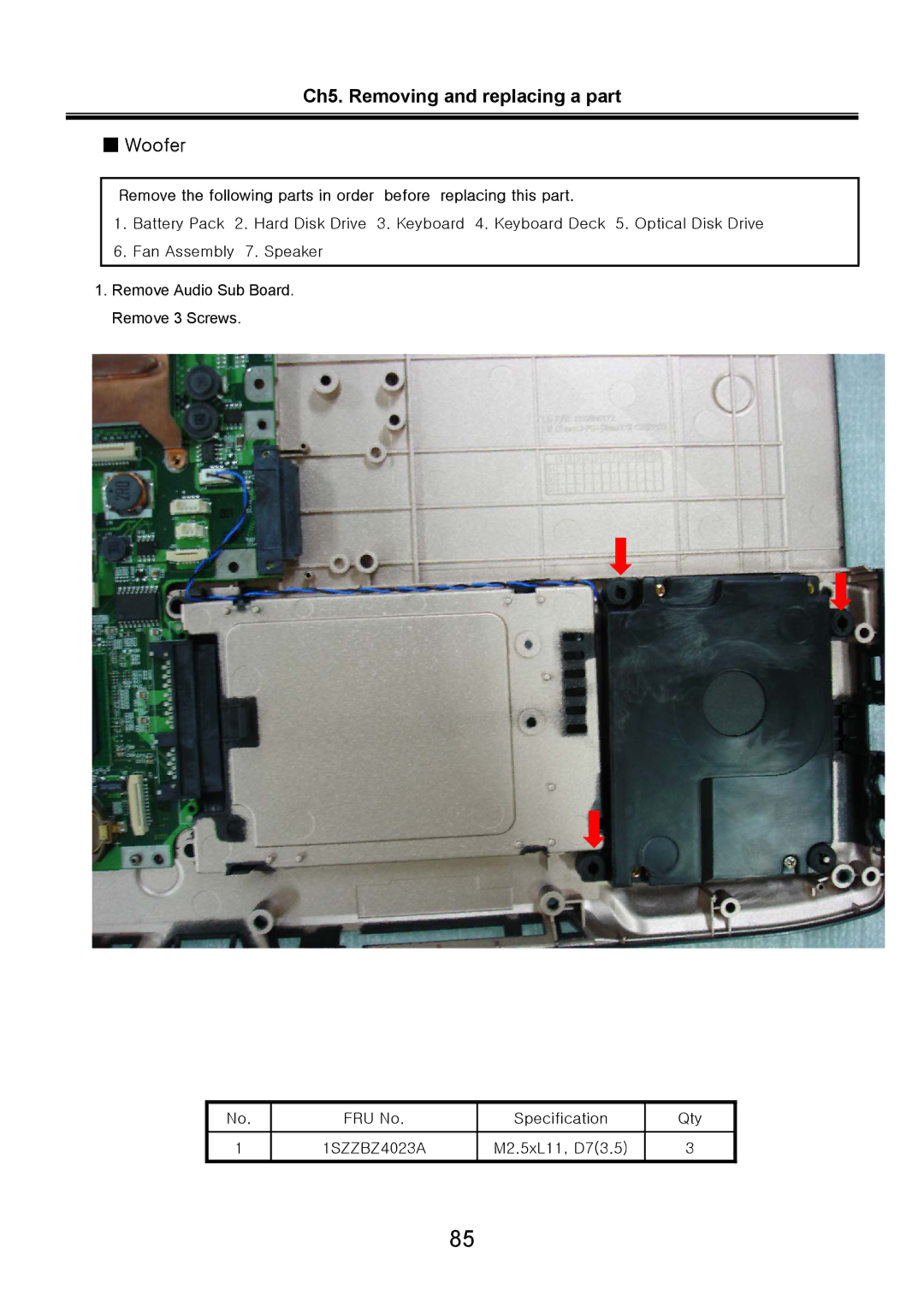 LG Electronics LW70, LW60 service manual Ch5. Removing and replacing a part Woofer 