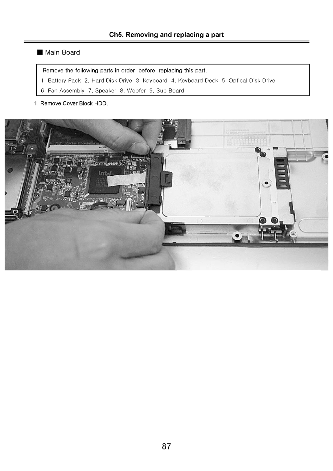 LG Electronics LW70, LW60 service manual Ch5. Removing and replacing a part Main Board 