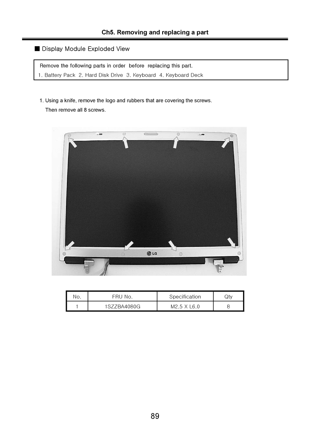 LG Electronics LW70, LW60 service manual M2.5 X L6.0 