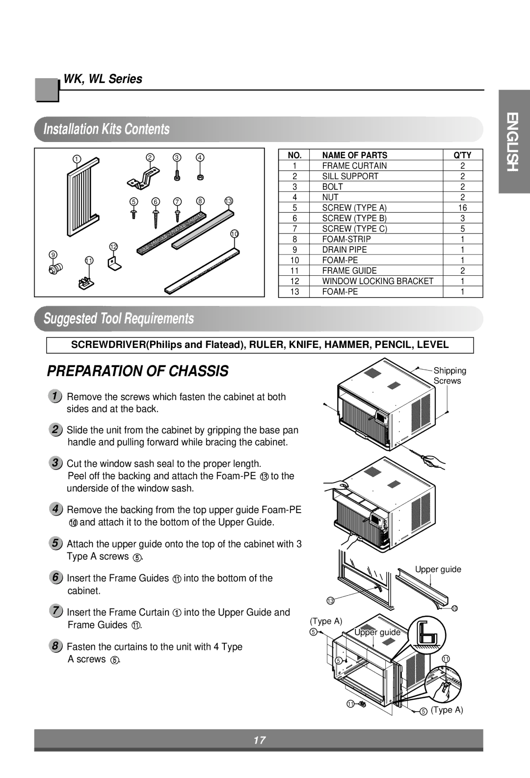 LG Electronics LW7000ER owner manual Installation Kits Contents, Preparation of Chassis 