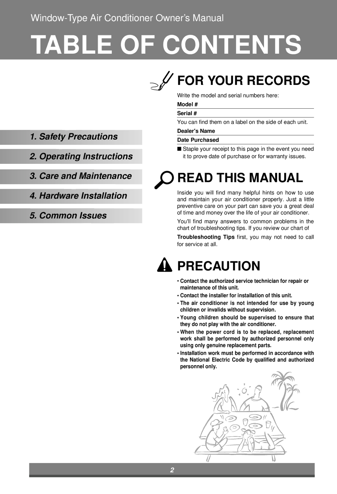 LG Electronics LW7000ER owner manual Table of Contents 