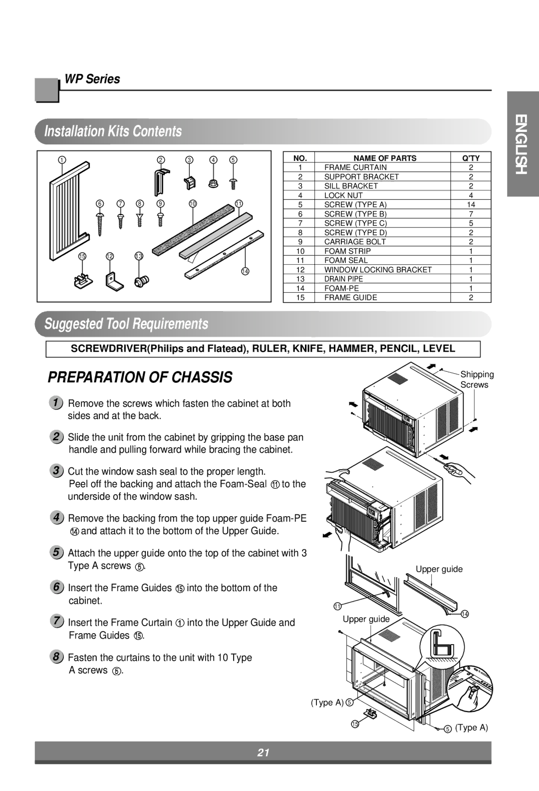 LG Electronics LW7000ER owner manual Suggested Tool Requirements, Installation Kits Contents 