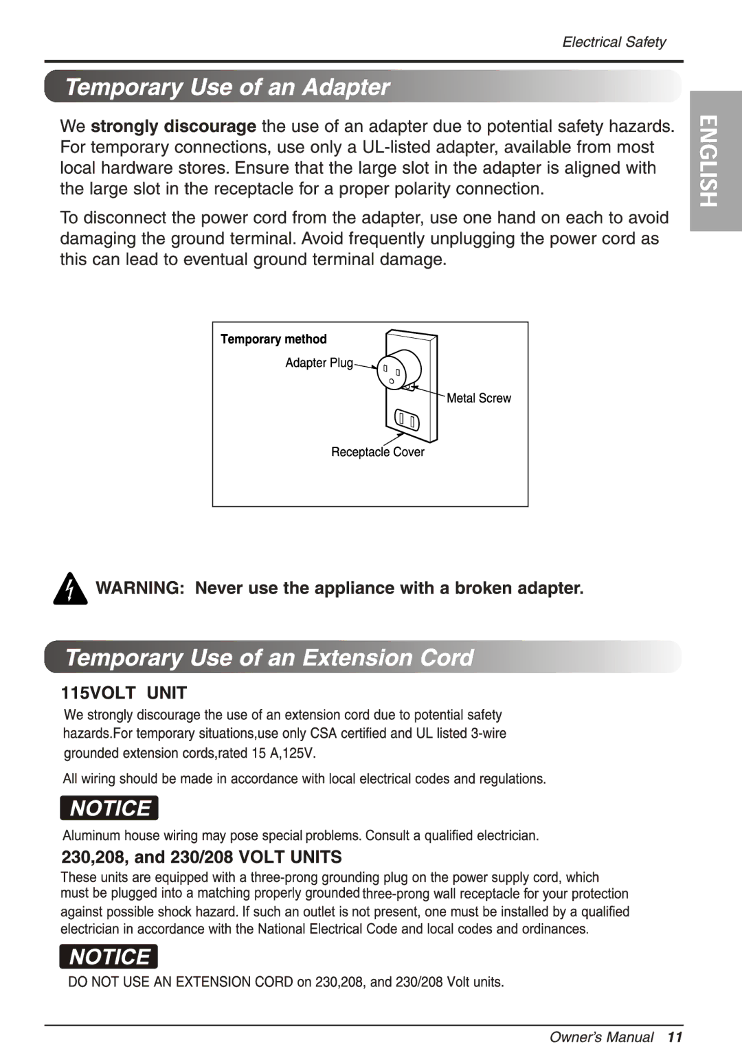 LG Electronics LWHD1200FR owner manual 