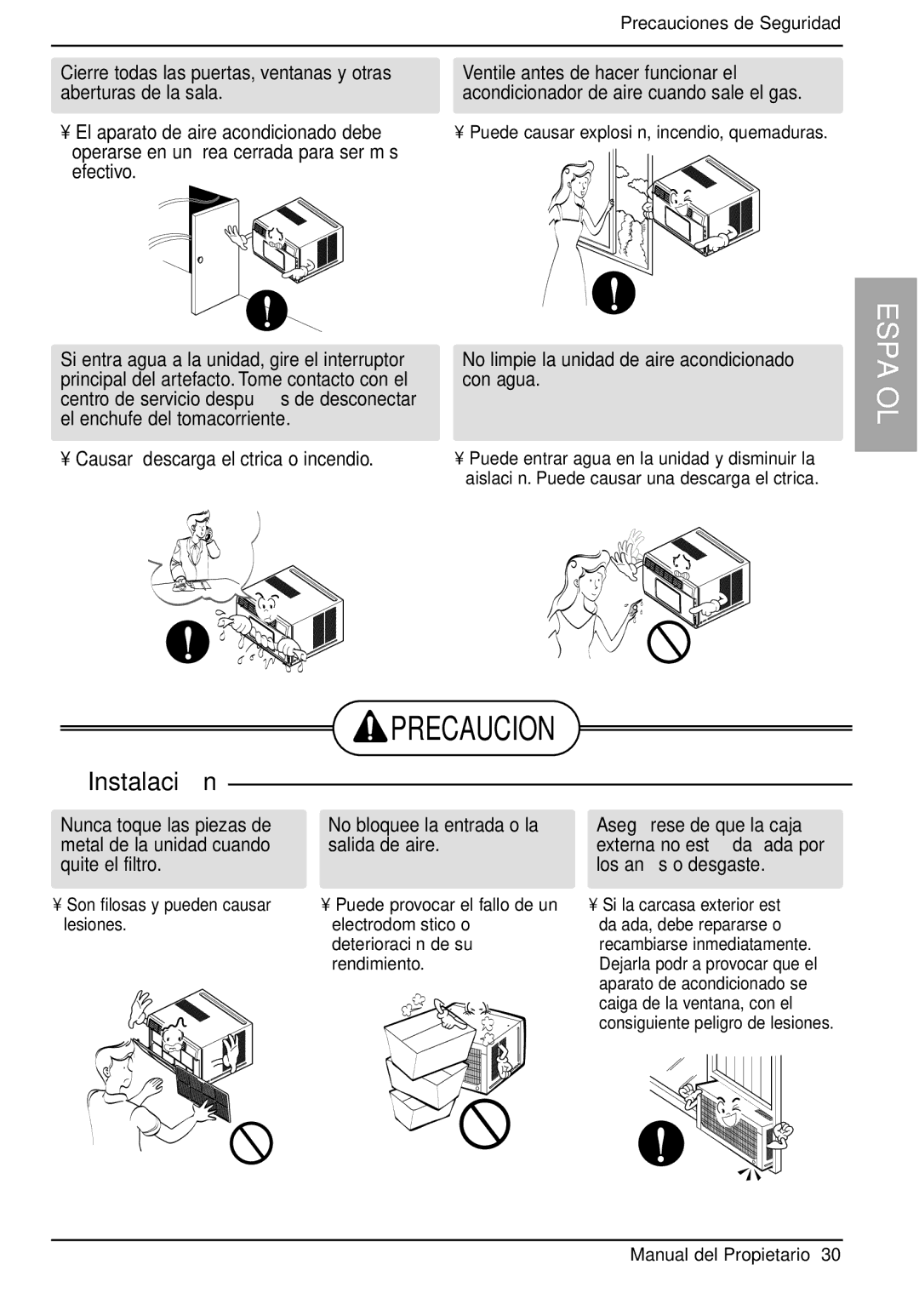 LG Electronics LWHD1200FR owner manual Precaucion 