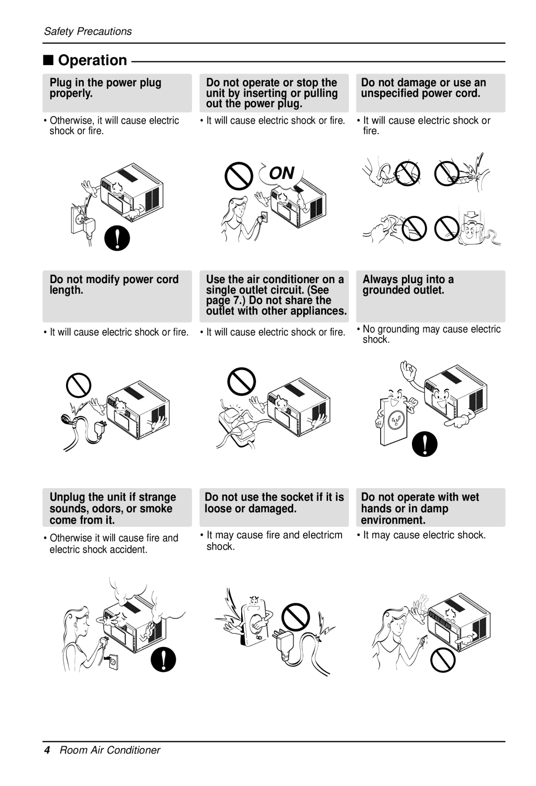 LG Electronics LWHD1200FR owner manual Operation, Plug in the power plug properly 