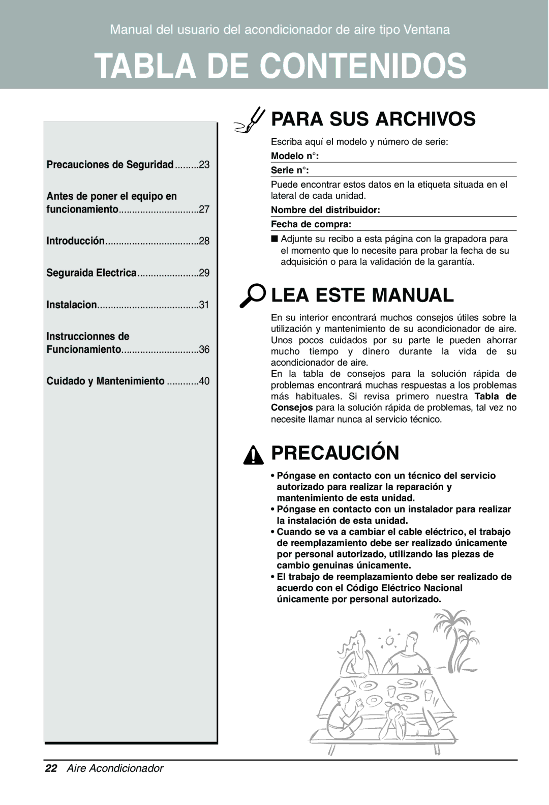 LG Electronics LWHD1200HR owner manual Tabla DE Contenidos 