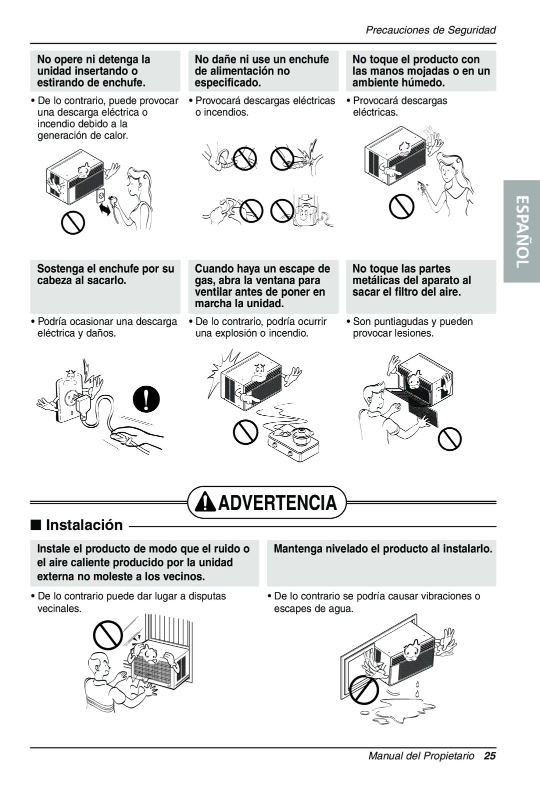 LG Electronics LWHD1200HR owner manual No dañe ni use un enchufe de alimentación no especificado 