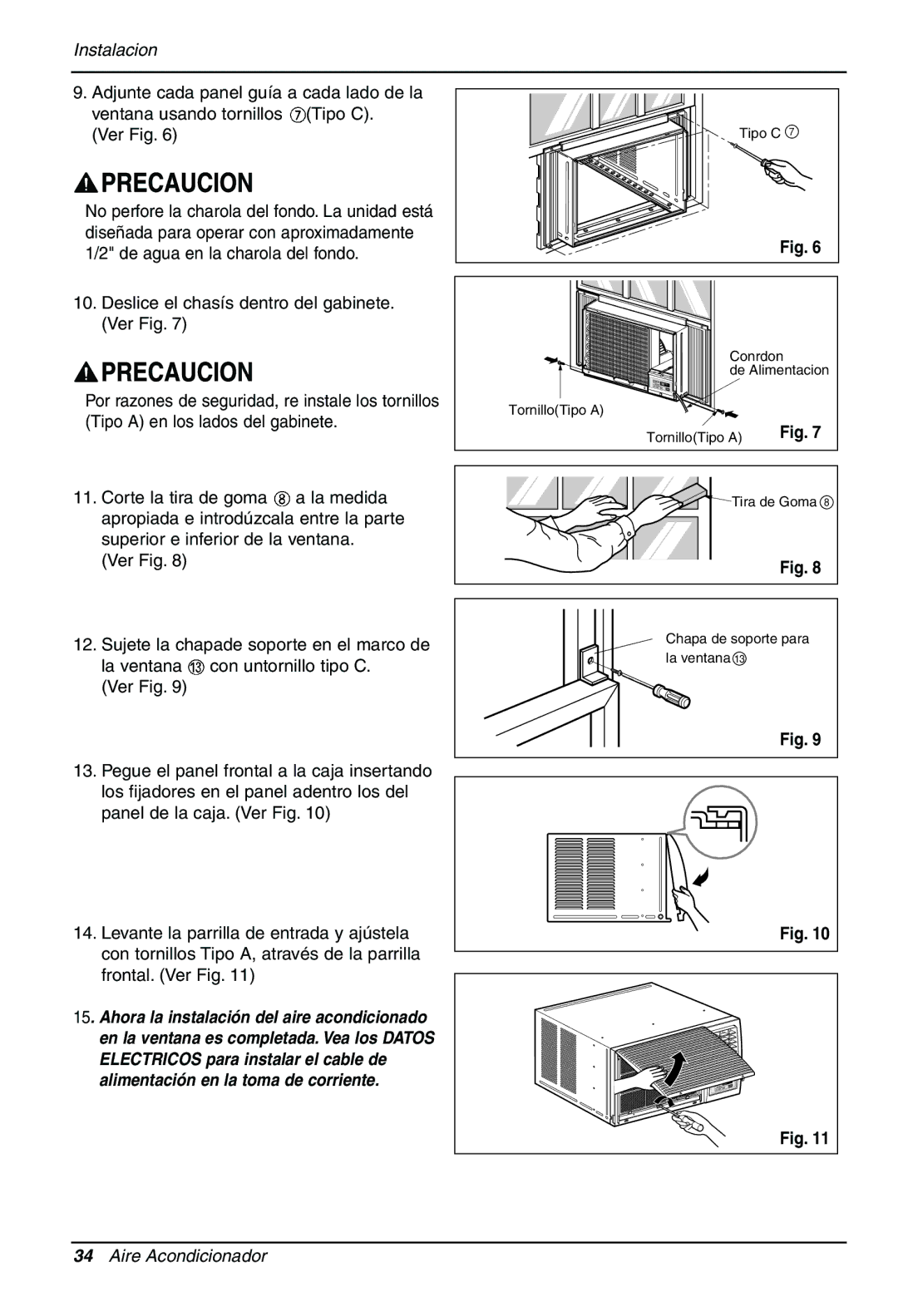 LG Electronics LWHD1200HR owner manual TornilloTipo a 