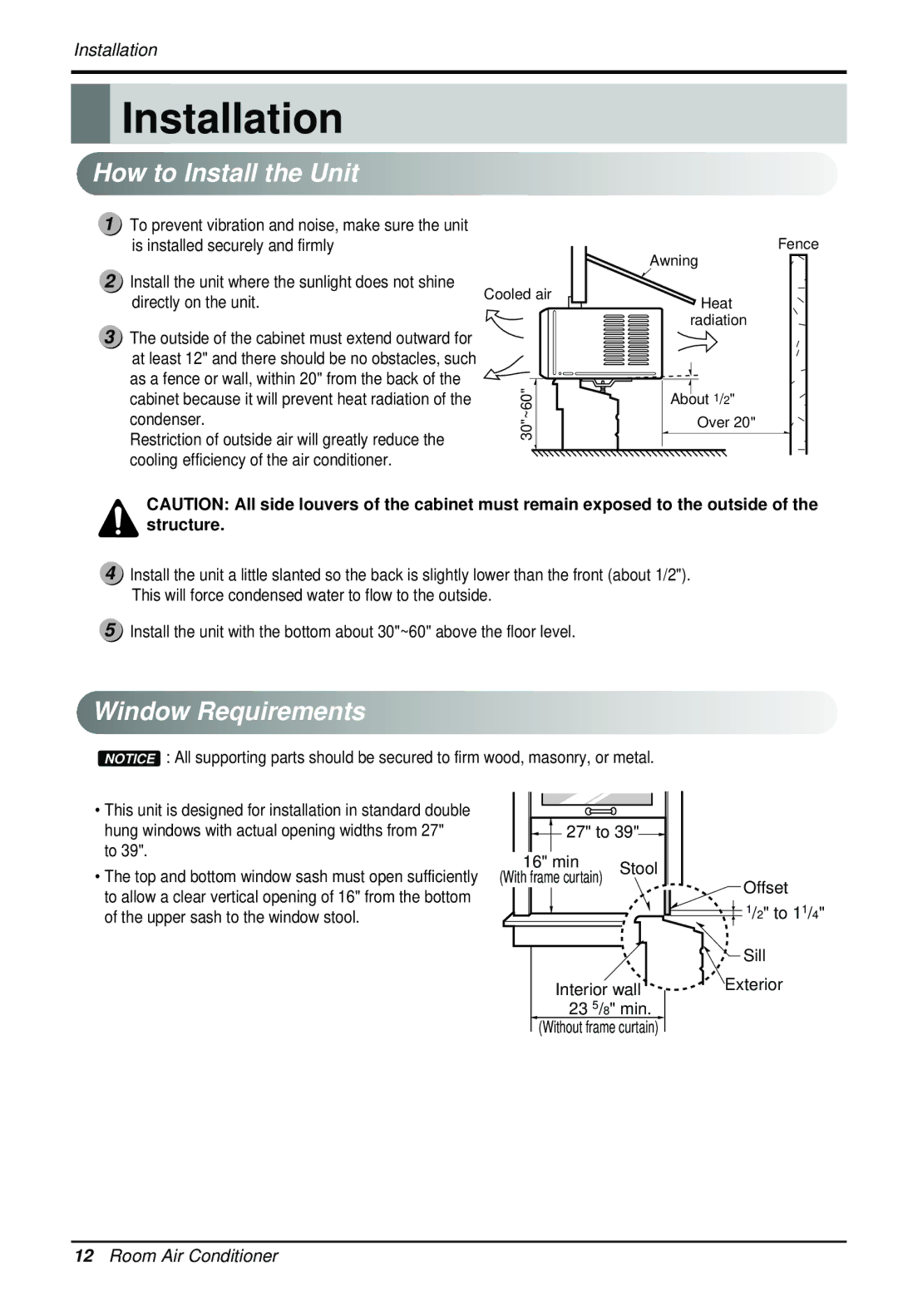 LG Electronics LWHD1200R owner manual Installation, How to Install the Unit 