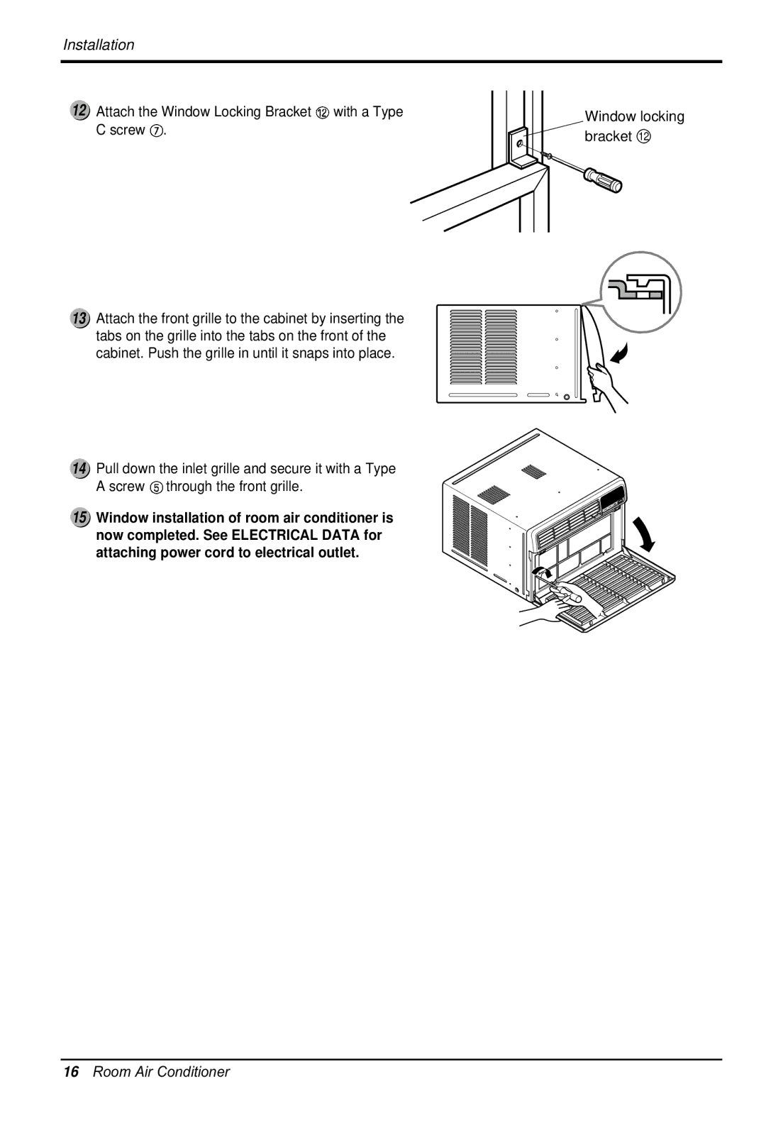 LG Electronics LWHD1200R owner manual Window locking bracket 