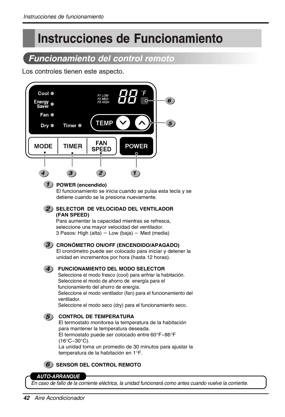 LG Electronics LWHD1200R owner manual Auto-Arranque 