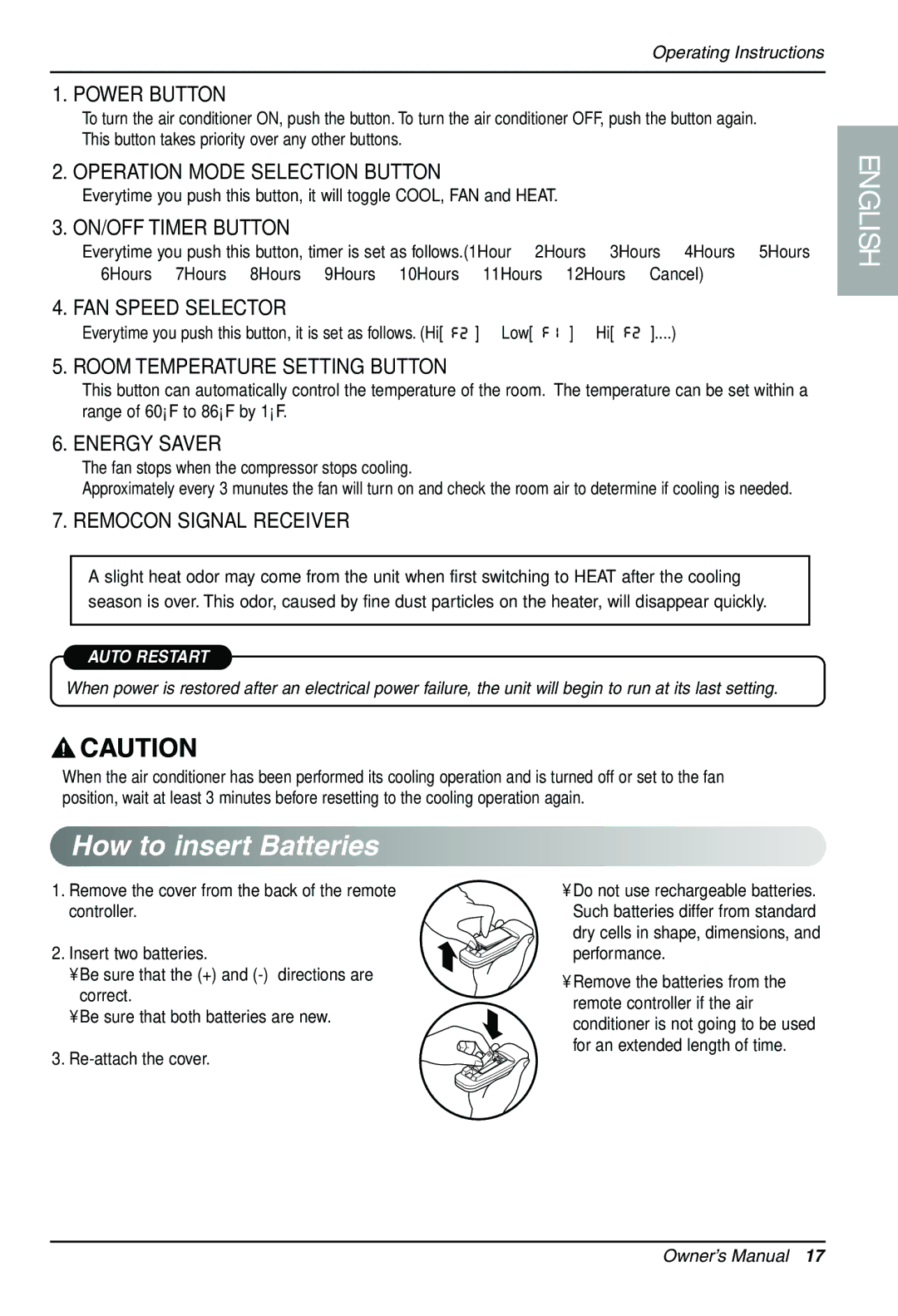 LG Electronics LWHD7000HR How to insert Batteries, 6Hours 7Hours 8Hours 9Hours 10Hours 11Hours 12Hours Cancel, Low 