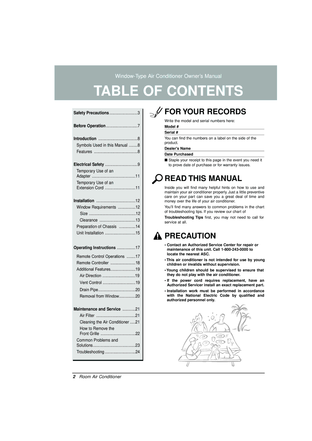 LG Electronics LWHD8000R manual Table of Contents 