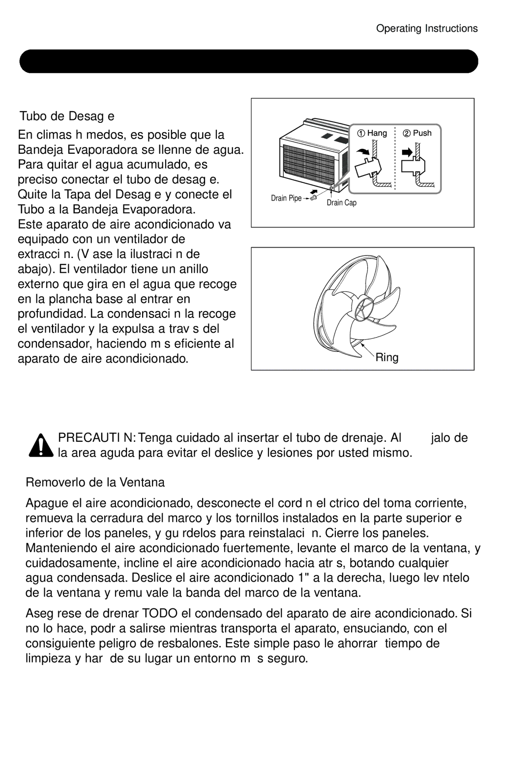 LG Electronics LWHD8000R manual Adicionales e Características, Tubo de Desagüe 